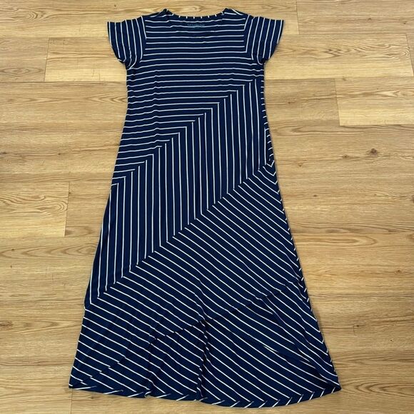 Soft Surroundings Elsie Maxi Dress Petite Medium Blue/White Stripe Stretch - Picture 2 of 6